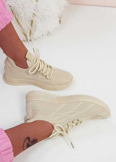 Tanna Beige Knit Sneakers