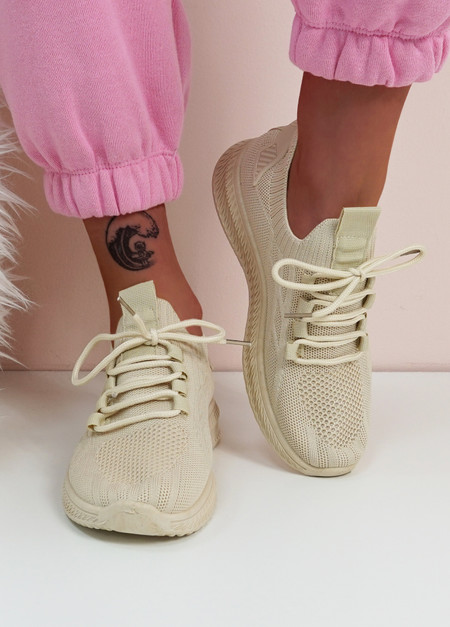 Tanna Beige Knit Sneakers