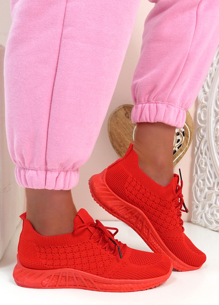 Rya Red Knit Trainers