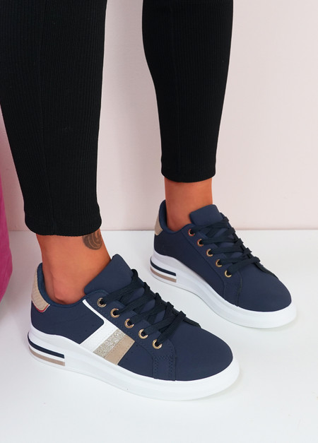 Mawy Navy Lace Up Trainers