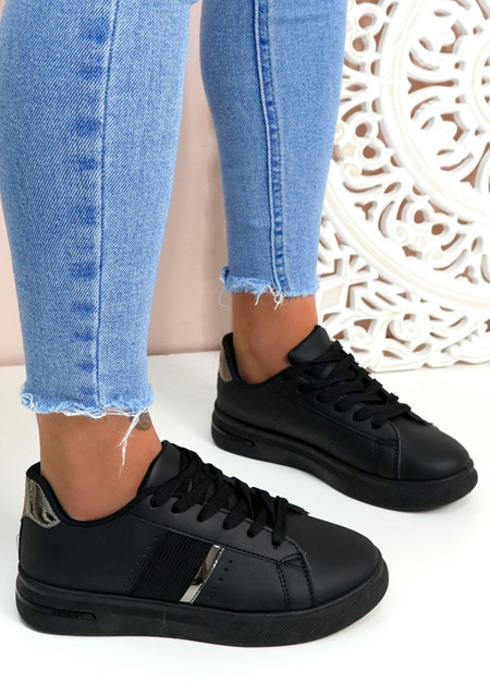 Lina All Black Lace Up Trainers
