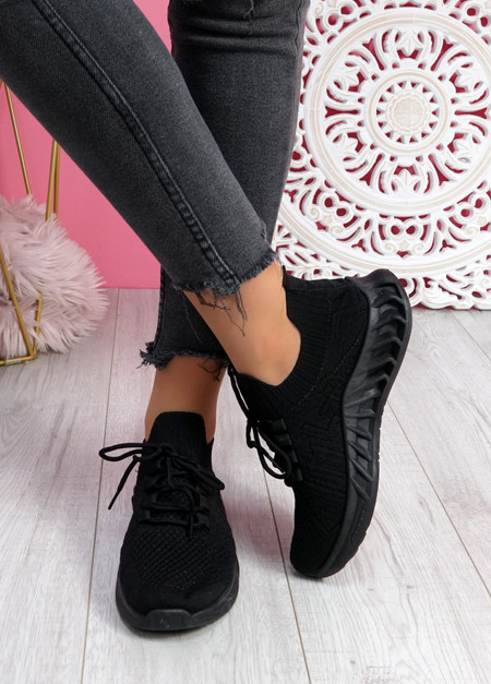 Emma Black Knit Sneakers