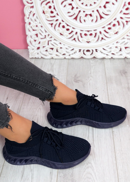 Emma Navy Knit Sneakers