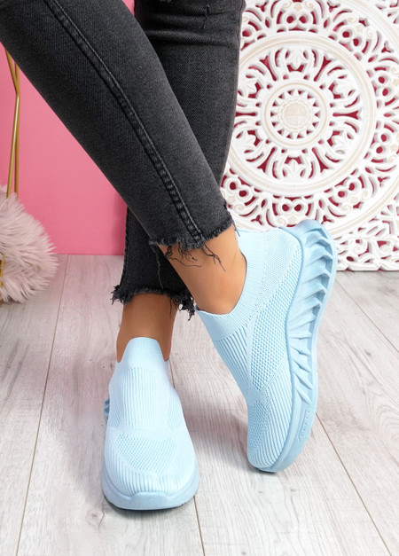 Lynno Blue Slip On Knit Sneakers