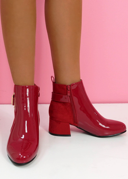 Elowen Red Patent Ankle Boots
