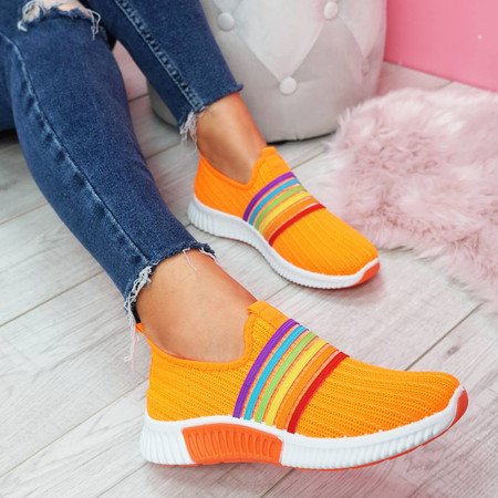 womens ladies rainbow pattern slip on casual sports women trainers shoes sneakers size uk 3 4 5 6 7 8