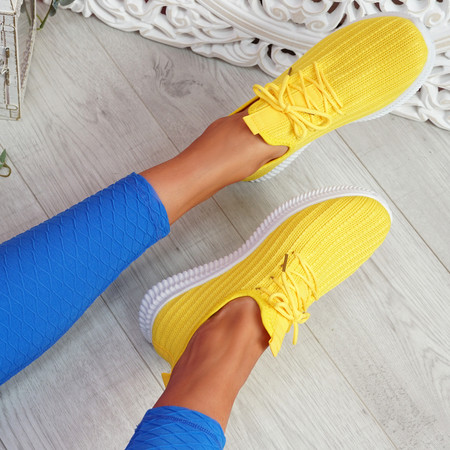 Mizzy Yellow Knit Sneakers