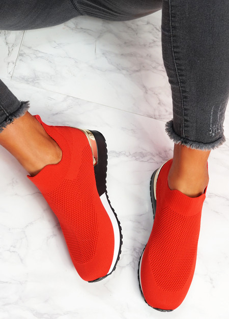 Nyve Red Knit Trainers