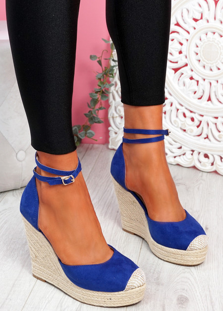 Uty Blue High Heel Wedge Sandals