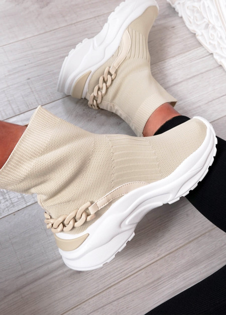 Syeda Beige Sock Sneakers
