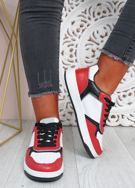 Saskia White Red Sport Sneakers