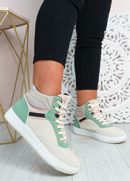 Malia Green Lace Up Trainers