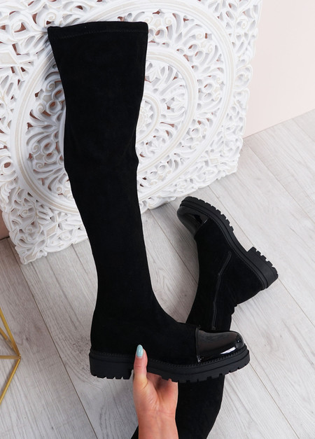 Demi Black Thigh High Boots