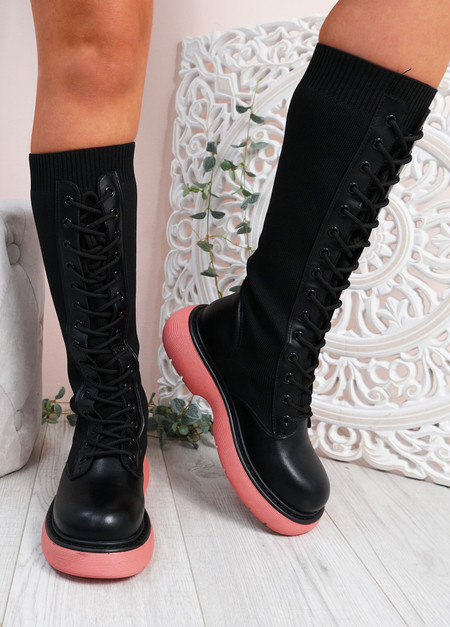 Phoebe Pink Platform Knee High Boots