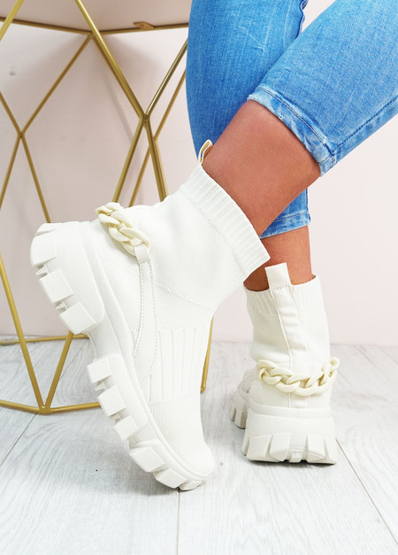 Leah Apricot High Top Chunky Trainers