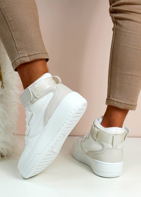 Keira Beige High Top Trainers