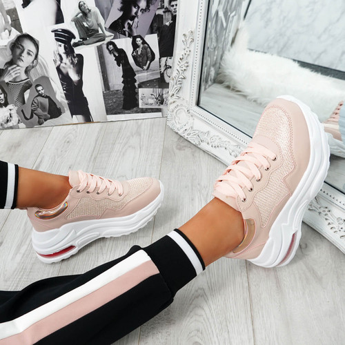 Jerra Pink Chunky Trainers - Tracked 