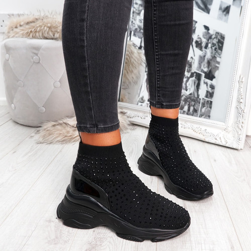 all black slip on trainers womens