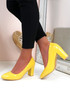 Fero Yellow Block Heel Pumps