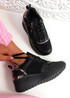 Vya Black Lace Up Trainers