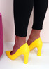 Dima Yellow Block Heel Pumps