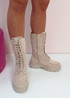 Yno Beige Ankle High Boots