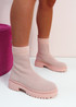 Jessyma Pink Knit Ankle Boots