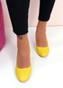 Mally Yellow Block Heel Pumps