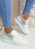 Samma White Green Lace Up Trainers