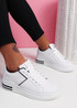 Hiza White Black Lace Up Trainers