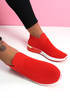 Zenny Red Knit Slip On Trainers