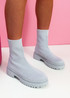 Jessyma Grey Knit Ankle Boots