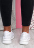 Gynna White Studded Knit Trainers