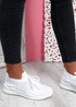 Gynna White Studded Knit Trainers