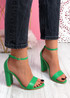 Zyon Green Block Heel Sandals