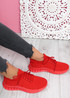Emma Red Knit Sneakers