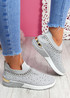 Asy Grey Studded Knit Trainers