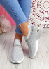 Asy Grey Studded Knit Trainers