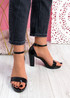 Lonna Black Patent Block Heel Sandals