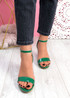 Lonna Green Patent Block Heel Sandals