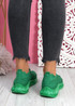 Lynno Green Slip On Knit Sneakers