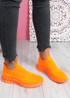 Lynno Orange Slip On Knit Sneakers