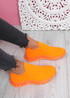 Lynno Orange Slip On Knit Sneakers