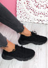 Valle Black Lace Up Knit Trainers