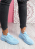Valle Light Blue Lace Up Knit Trainers