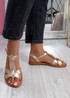 Allya Gold T Strap Flat Sandals