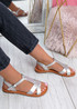 Allya Silver T Strap Flat Sandals
