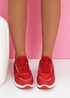 Sasa Red Glitter Lace Up Trainers