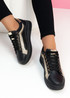 Sisy Gold Flatform Lace Up Trainers