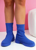 Birre Blue Mid Calf Knit Ankle Boots